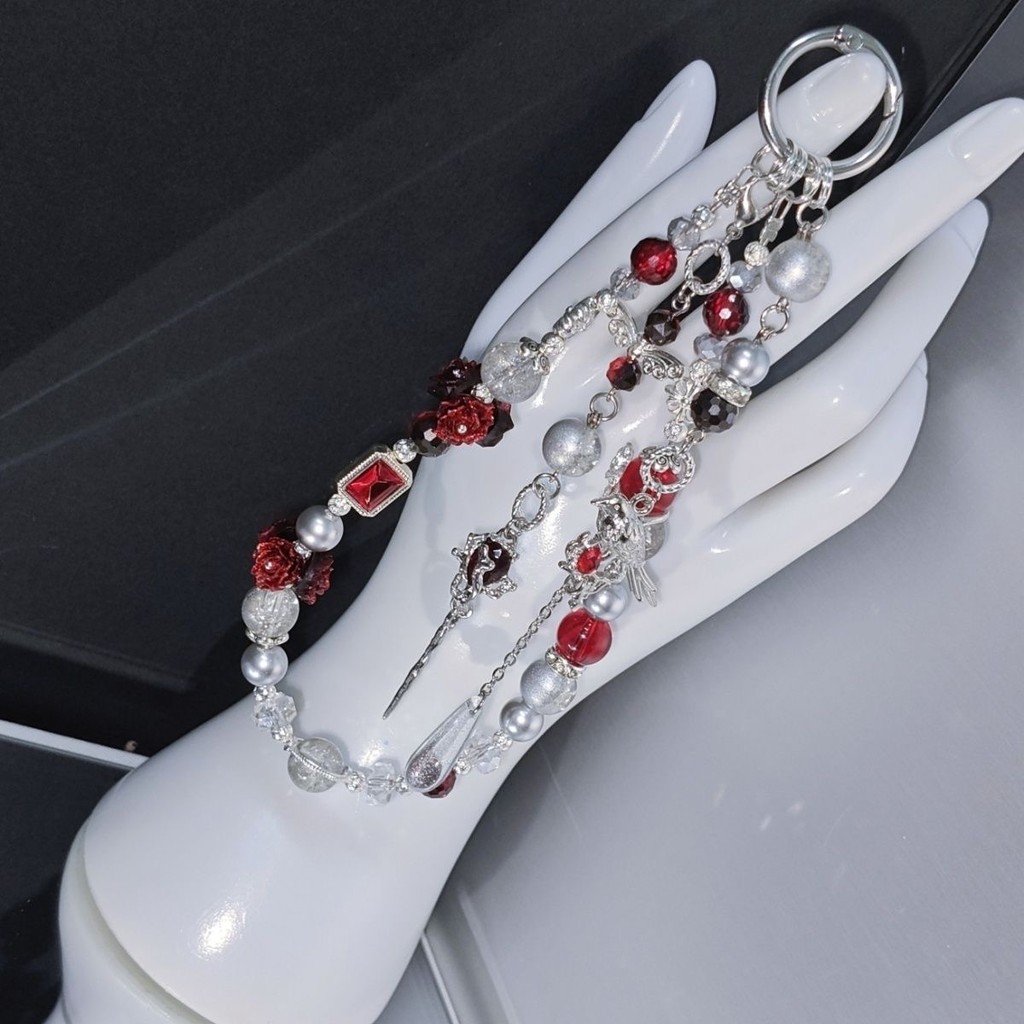 Love and Deepspace Sylus SilverwingFiend Charm | คริสตัลสีแดงกุหลาบโทรศัพท์/กระเป๋าอุปกรณ์ต่อพ่วง | สินค้าอนิเมะ Otome Game Merch - รูปที่ 2