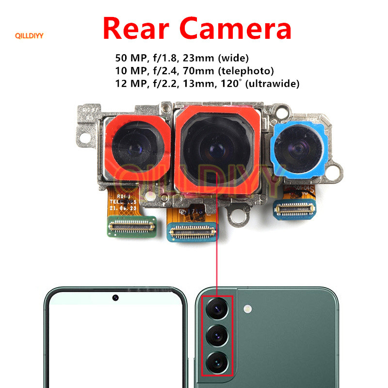 กล้องถอยหลังสําหรับ Samsung Galaxy S22 SM-S901U S901E/DS S901B S901 กล้องด้านหลังโมดูลเปลี่ยนส่วน