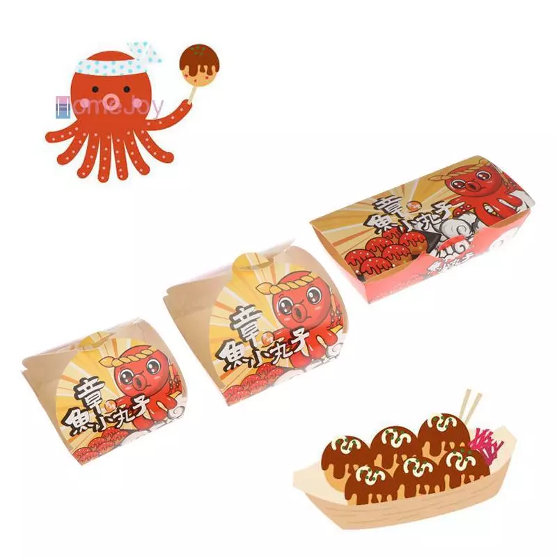 [HomeJoy-t] กล่องทาโกะยากิพรีเมี่ยม 50 ชิ้น/แพ็คบรรจุภัณฑ์Octopusกล่องญี่ปุ่นStreetอาหารทาโกะยากิทิ้งTakeawayขนมขบเคี้ยวบรรจุกระดาษคอนเทนเนอร์ Party Supplies อืม