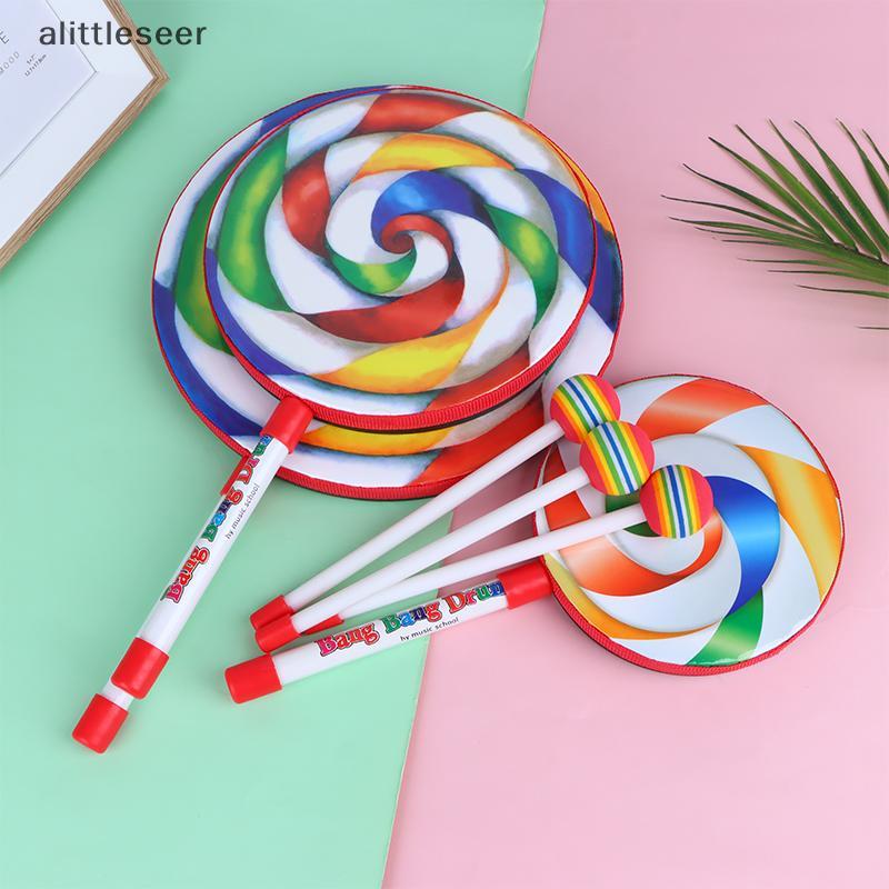 ER 6 นิ้ว 8 นิ้ว 10 นิ้ว Lollipop Hand Drum Percussion Instruments สีสัน Dance Props ทารกดนตรีของเล่