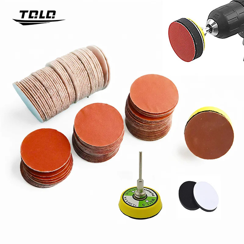 2 Inch 50mm Sandpaper Set 100/203/303 Pcs Grinding Sanding Disc Abrasive Paper Polishing Pad for Woo