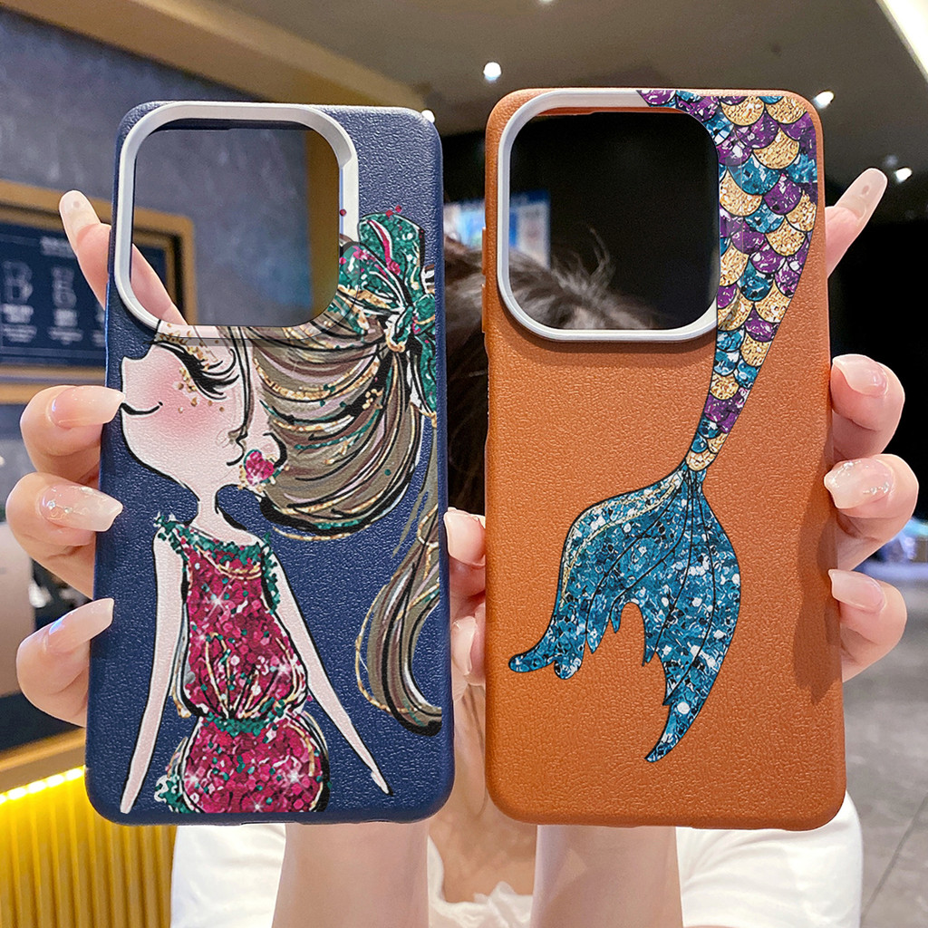 เข้ากันได้กับ Infinix Hot 60i 50i 40i 40 Pro 30i Play Smart 10 9 8 Mermaid Girl Case Anti Drop Cover