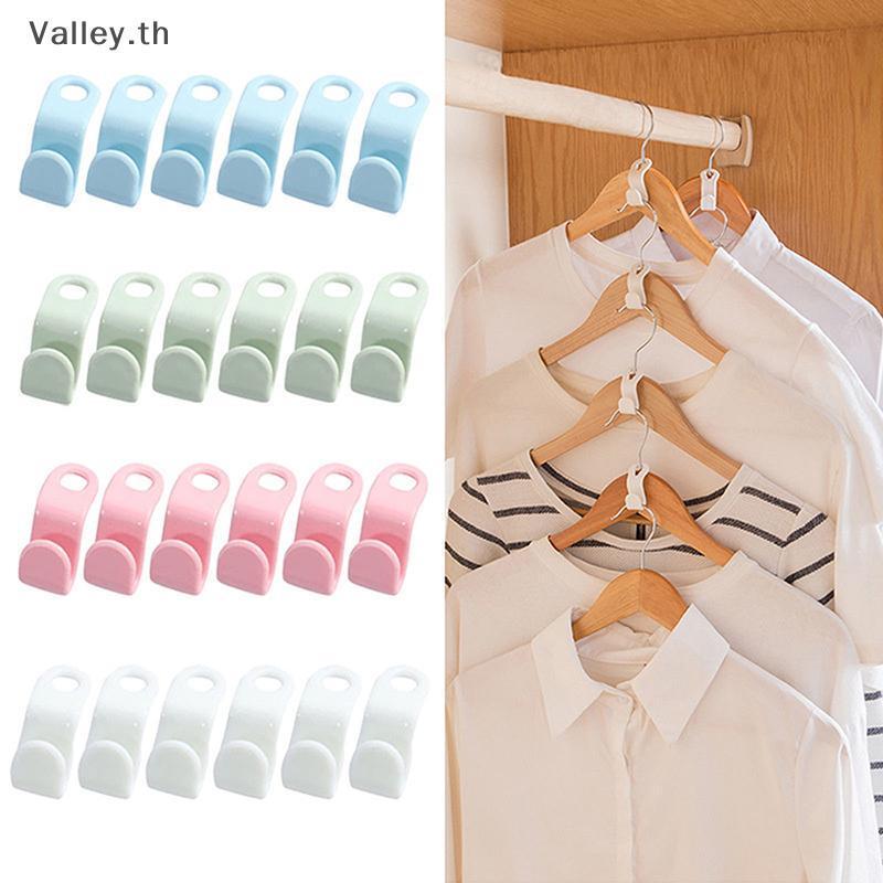 [Valley] 50 ชิ้น Mini ไม้แขวนเสื้อสําหรับตู้เสื้อผ้า Connector Hook ตู้เสื้อผ้าพลาสติก Coat Extender