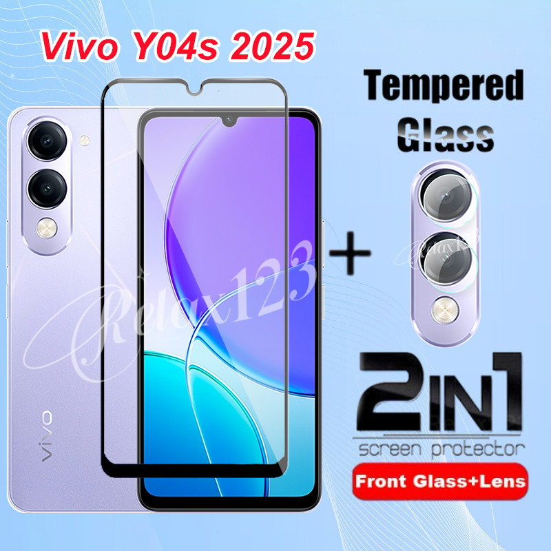 Vivo Y04s 4G 2025 2IN1 Full Screen Protector กระจกนิรภัยสําหรับ Vivo Y04 Y04t Y04s VivoY04s Vivo Y 0