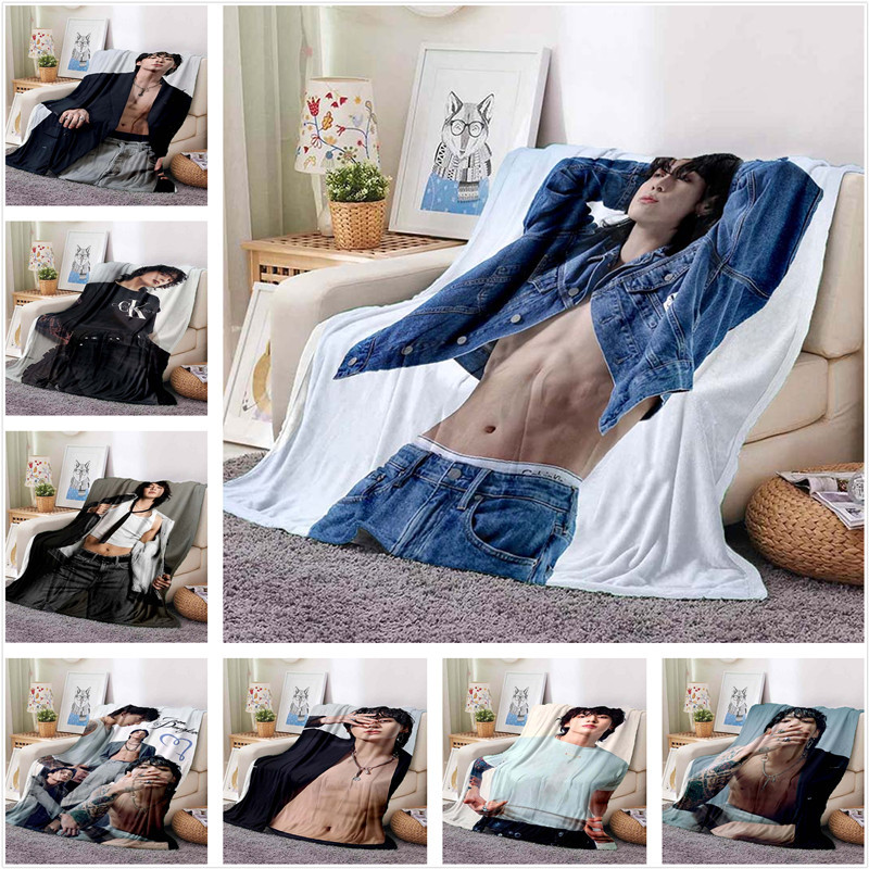 2026 ใหม่ BTS พิมพ์ผ้าห่มปรับแต่ง Jung Kook และห้องนั่งเล่นส่วนบุคคลห้องนอน Study ผ้าคลุมไหล่ผ้าห่ม-