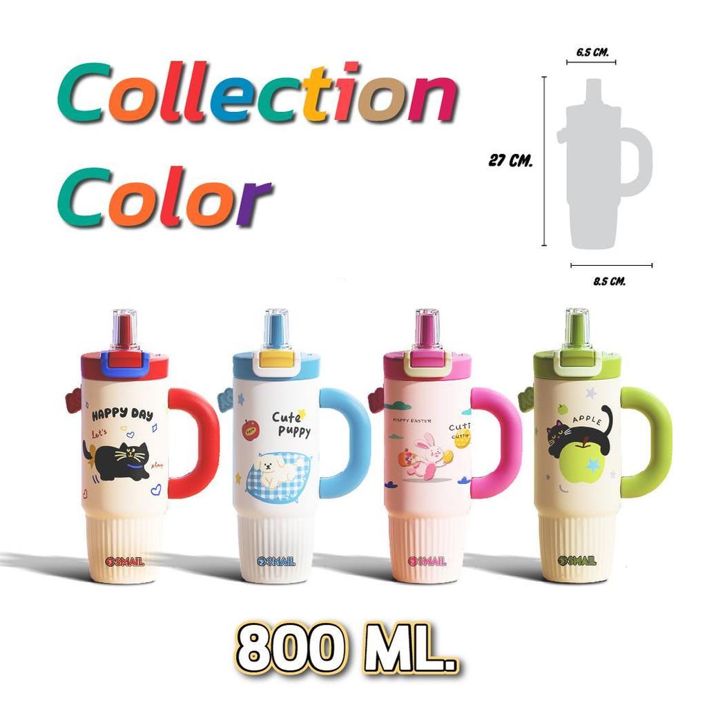 แก้วเก็บอุณหภูมิ แก้วน้ำมีหลอด SMAIL 800ML SUS 316 ลายการ์ตูน แก้วมัคพกพา ฝาล็อกแน่น Vacuum Lid พื้นกันลื่น - รูปที่ 7