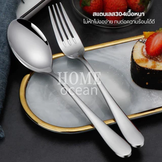 ชุดช้อนส้อมแสตนเลส ไร้สนิม(เกรดพรีเมี่ยมโรงแรม) ช้อนส้อมเกาหลี ไซส์ใหญ่มีน้ําหนัก ช้อนกลม ชุดช้อนกินข้าว จาน ชาม พกพา