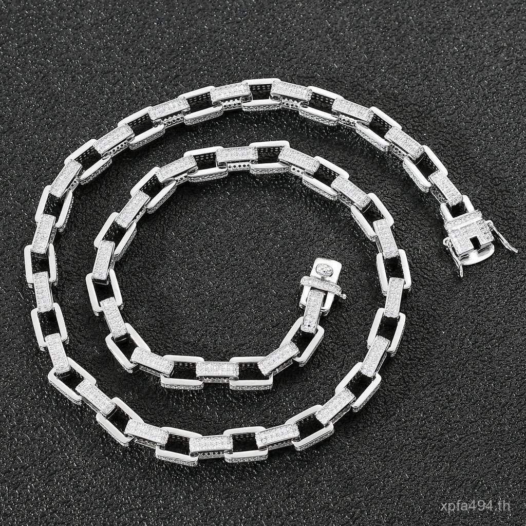 Hiphpp สร้อยคอ Hip-Hop Hip-Hop ชาย Micro-Inlaid Zircon ยุโรปอเมริกันวงกลมหัวเข็มขัดกล่องสร้อยคอสร้อย