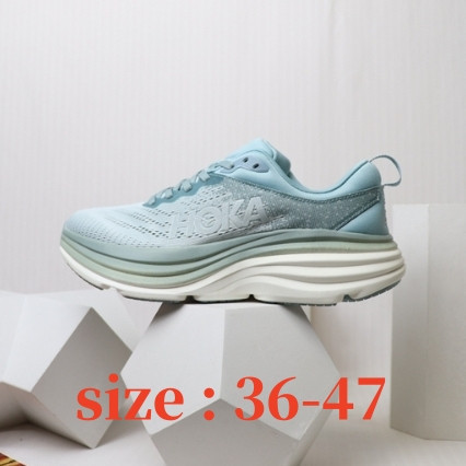 ZFC0 HOKA Bondi 8 ผู้ชายและผู้หญิง รองเท้าวิ่งกันกระแทกมืออาชีพ ไซส์ 36-47 รองเท้าผ้าใบขนาดใหญ่พิเศษ