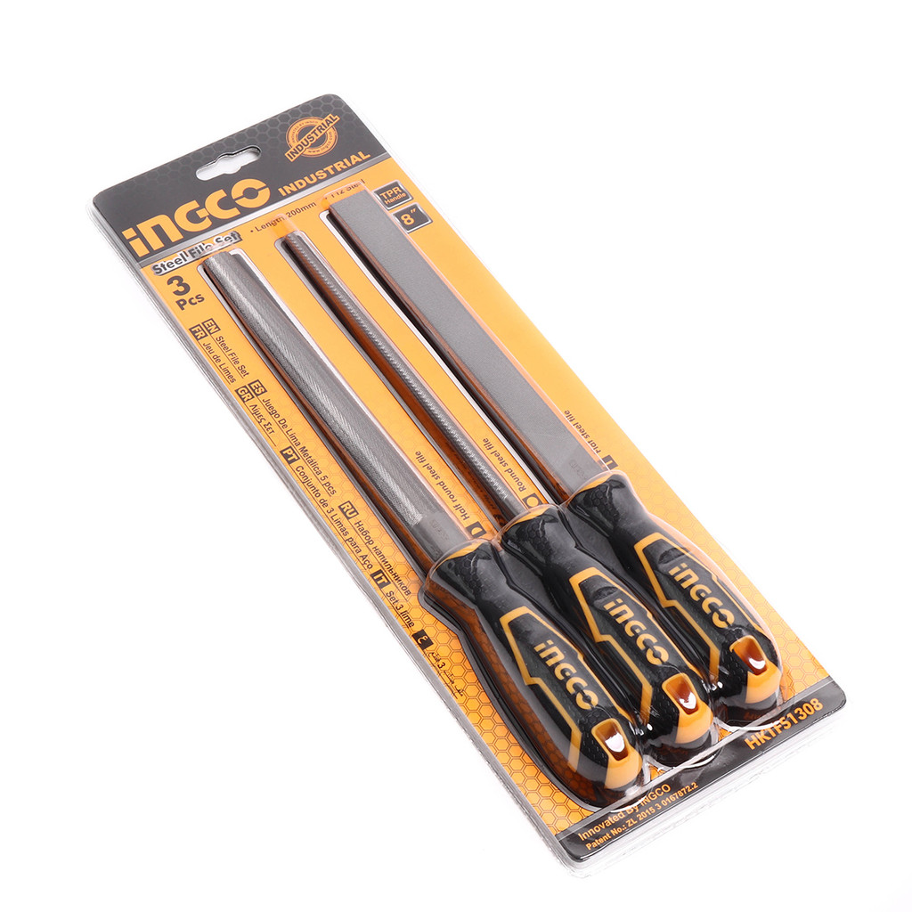 INGCO HKTFS1308 ชุดตะไบ 8" 3 3PCS STEEL FILE SET (อิงโก้)