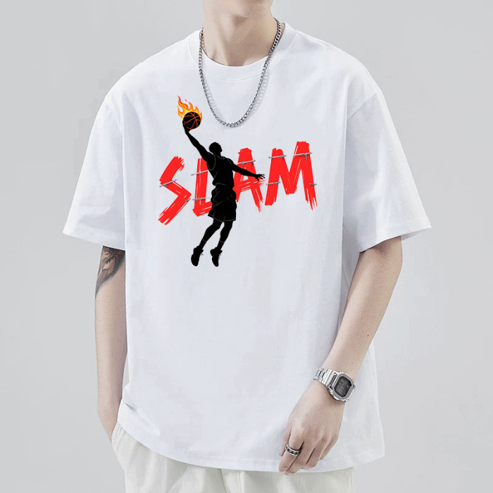 COD American Street Wear อินเทรนด์พิมพ์คู่แขนสั้นเสื้อยืดผู้ชายผู้หญิงสวมใส่ด้านนอกเสื้อยืดเยาวชน Ru