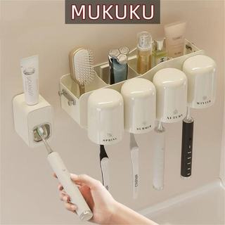 MUKUKU ที่ใส่แปรง แก้วแปรงฟัน ติดตั้งง่าย แบบติดผนัง ที่วางแปรงสีฟัน ติดผนังห้องน้ำ แห้งง่าย