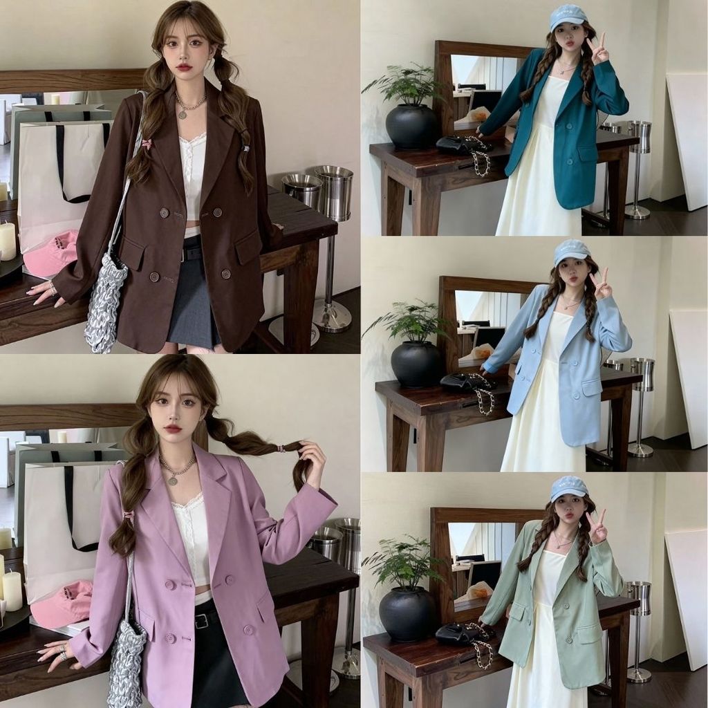 SUNBALEE 🌸 SUIT-35 เสื้อสูทเบลเซอร์ Blazer เสื้อคลุมแขนยาว สำหรับผู้หญิง มีซับใน เนื้อผ้าดีใส่สบาย สินค้าพร้อมส่ง