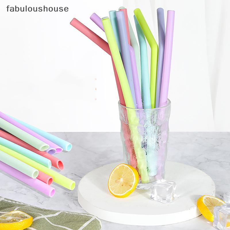 FLTH 6 ชิ้นนํามาใช้ใหม่หลอดซิลิโคนเกรดอาหารตรง Bent Multicolor ดื่มฟางสําหรับเด็ก Party Bar อุปกรณ์เสริม FLTH