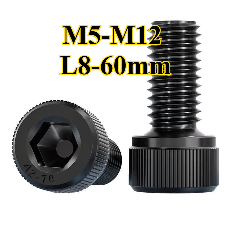 สีดํา 304 สแตนเลสสตีลหกเหลี่ยมสกรู DIN912 สีดําถ้วยหัว Bolts M5/M6/M8/M10/M12 L8-60 มม.12YDD-MB