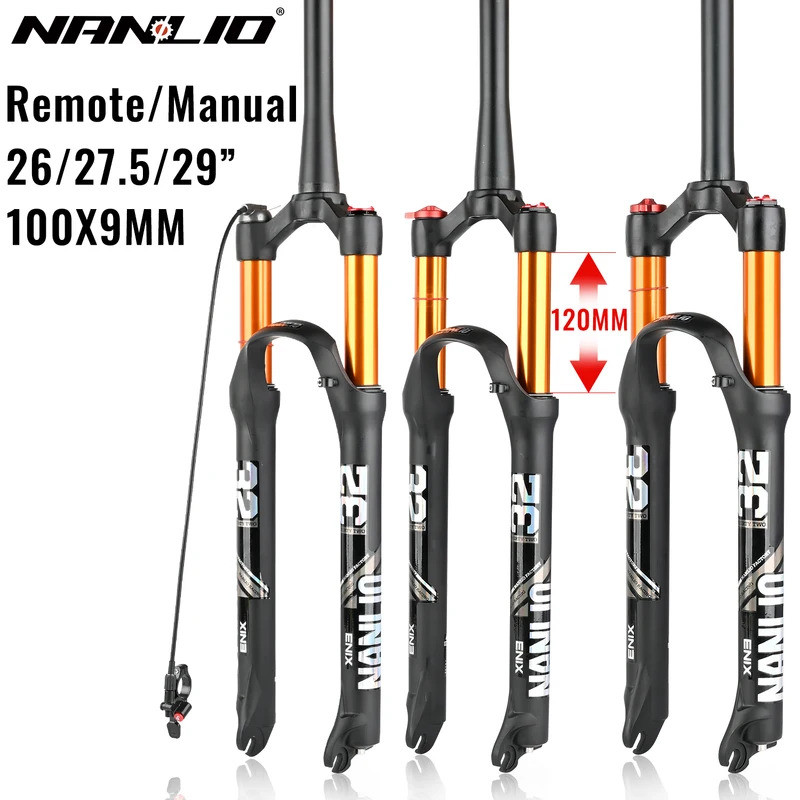 Nanlio MTB Suspension Forks แมกนีเซียม สำหรับจักรยานเสือภูเขาระบบท่อลม ขนาด 26/27.5/29 inches
