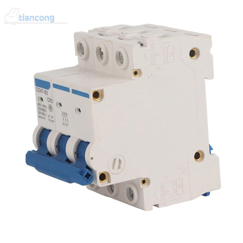 TIANCONG Current Circuit Breaker, DZ47-63 3Pole Residual Current Circuit Breaker, RCCB 63A 400V 63A 