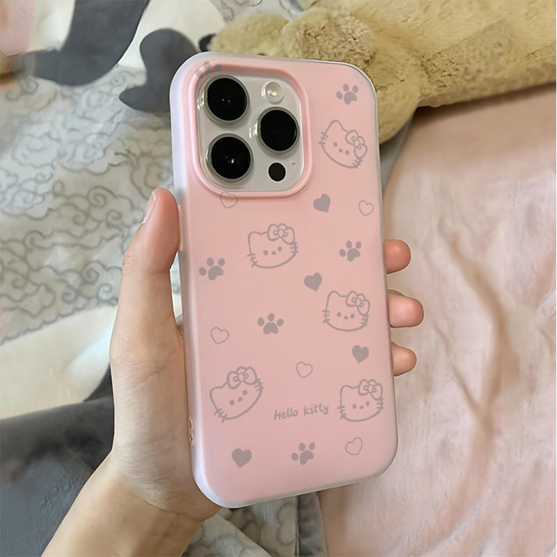 เคสโทรศัพท์ ดูดีเรียบง่าย  เหมาะสำหรับเคสไอโฟน iphone 11 17 16 Pro Max XR 12 13 14 15 สีชมพูสวยงาม การ์ตูนน่ารัก