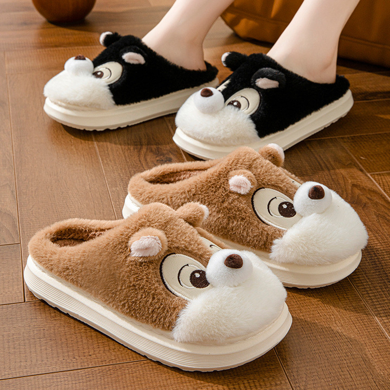 New Autumn and Winter Cute Squirrel Home Decor Slippers Home Warm Lightweight Platform Couple Slippe