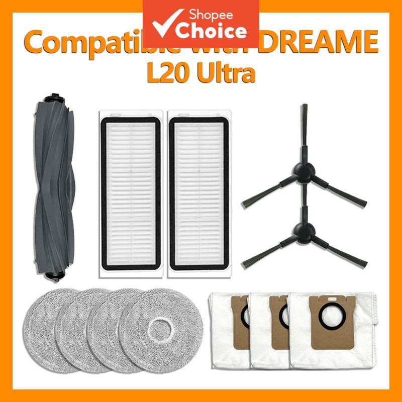 อะไหล่เปลี่ยนเครื่องดูดฝุ่นหุ่นยนต์ใช้ได้กับ Dreame L20 Ultra แปรงหลัก แปรงข้าง ฟิลเตอร์ ถุงเก็บฝุ่น ผ้าถูพื้น