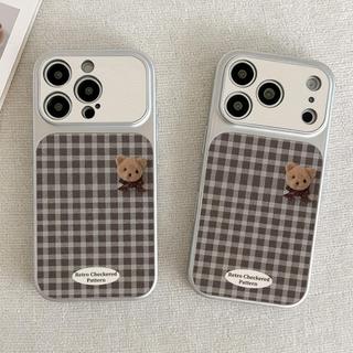 Checkered Bear เคส For Samsung A27 A37 A57 S26 A07 A17 A56 A36 A06 A16 A35 A55 A15เคสโทรศัพท์หนังแกะ เคสโทรศัพท์