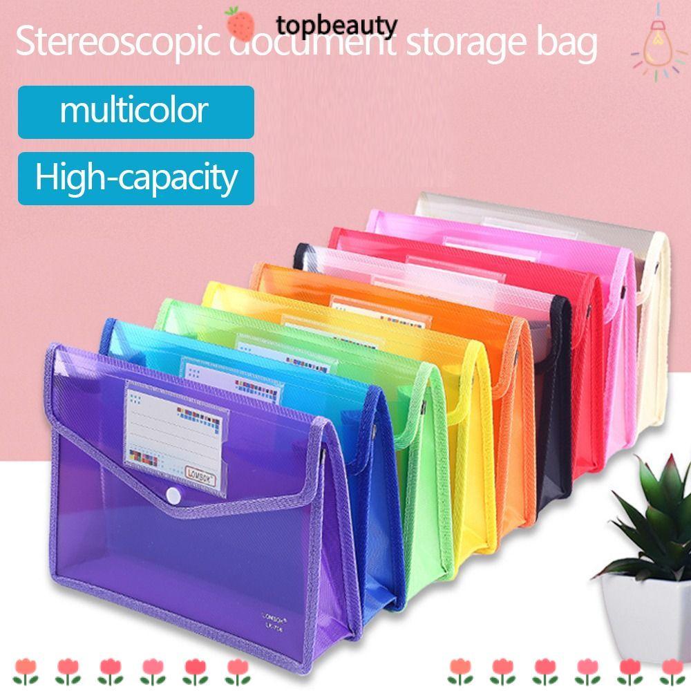 Topbeauty แฟ้มโฟลเดอร์ A4 ความจุขนาดใหญ่กระเป๋าเก็บเครื่องเขียนกันน้ําแฟ้ม Organizer