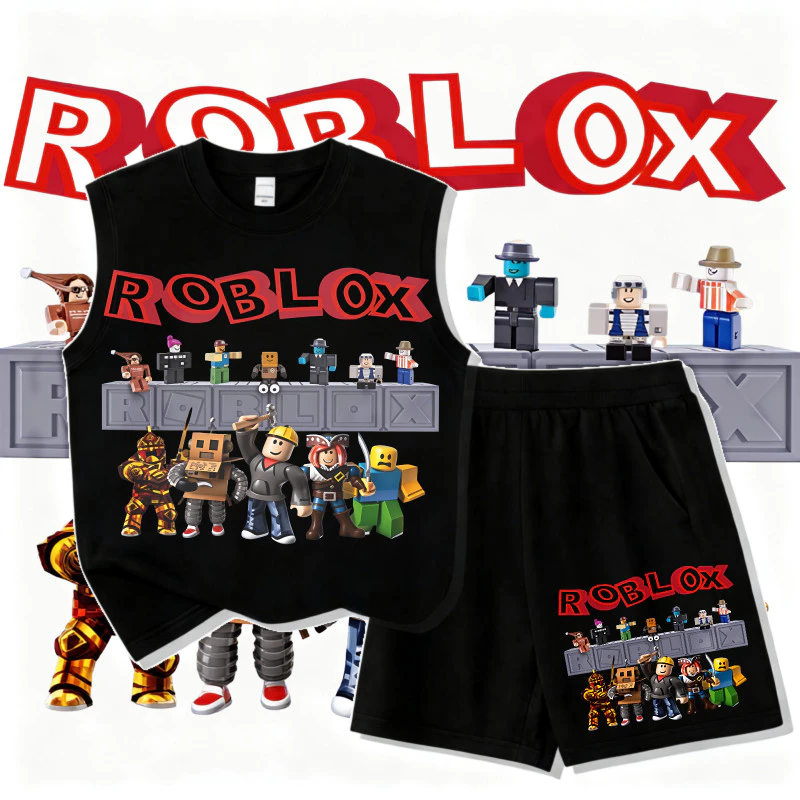 ชุดเด็กลาย Roblox Characters เสื้อกล้ามไม่มีแขน ผ้าฝ้ายอ่อนนุ่ม สำหรับเด็กเล็ก