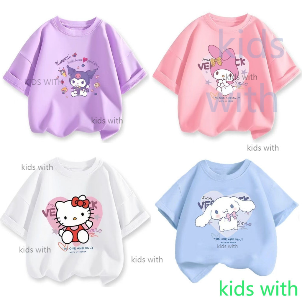 เสื้อผ้าเด็ก แฟชั่น sanrio kuromi น่ารัก การ์ตูน เสื้อคอกลม เสื้อยืด ส่งเร็ว