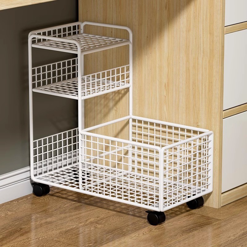 Zone Rack รถเข็นมือถือตู้ชั้นวางล้อกระเป๋านักเรียน Multi-Layer โต๊ะชั้นวางหนังสือภายใต้การจัดเก็บโต๊ะด้านล่างหนังสือ