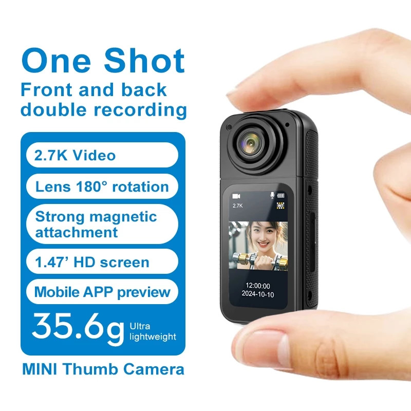 ใหม่ S70 2.7K WIFI 64GB ROM Mini Thumb กล้อง 180 องศาแบตเตอรี่ยาวนานเป็นพิเศษกล้องกีฬา HD กล้องขี่จั