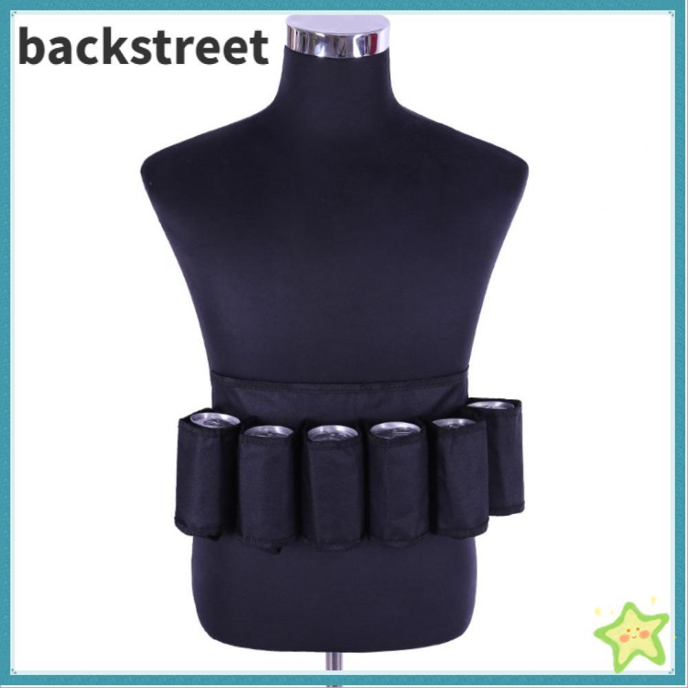 BACKSTAGEREETDV Beer Belt, Cloth Black Beer Belt Holder, Durable 6 Pack Adjustable Beer Bottle Belt 