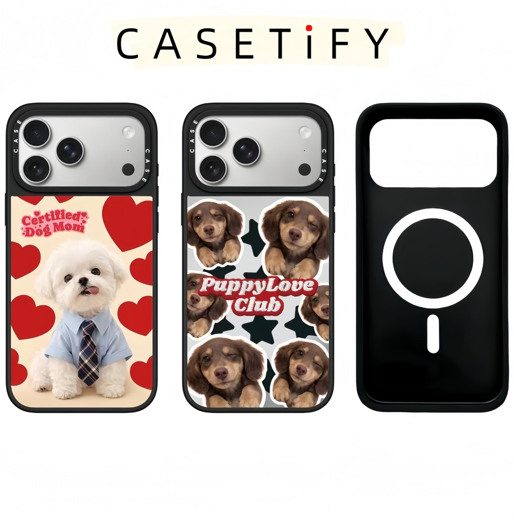 แม่เหล็กน่ารักลูกสุนัขคลับกระจกเคสโทรศัพท์สําหรับ ไอโฟน 17 มือโปร สูงสุด 17อากาศ 16 15 14 13 12 11 กันกระแทกป้องกันปลอก