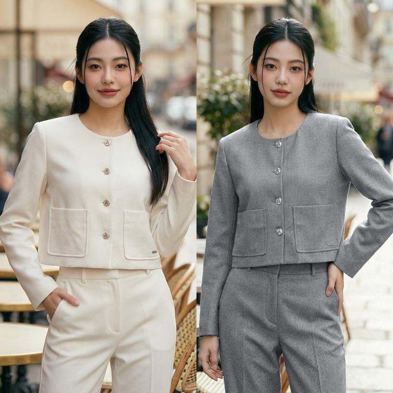Ally Blazer | Ananya AN314 เสื้อเบลเซอร์ทวิตเนื้อละเอียด มีกระเป๋าซับในทั้งตัว