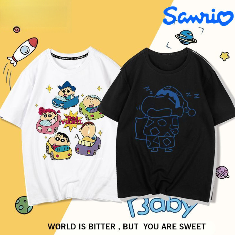 Sanrio Sinchan Friend เสื้อยืด Unisex Top ผู้ชายผู้หญิง Crayon Sinchan ปีใหม่