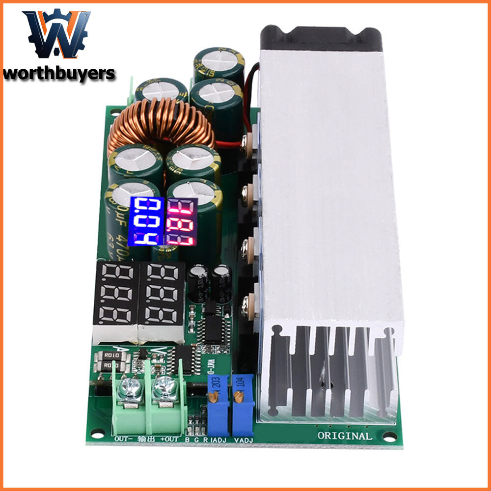 DC12-80V 20A 600W โมดูลไฟสเต็ปดาวน์แบบปรับได้กระแสคงที่และโมดูลแรงดันไฟฟ้าพร้อมจอแสดงผลแรงดันไฟฟ้าและกระแส