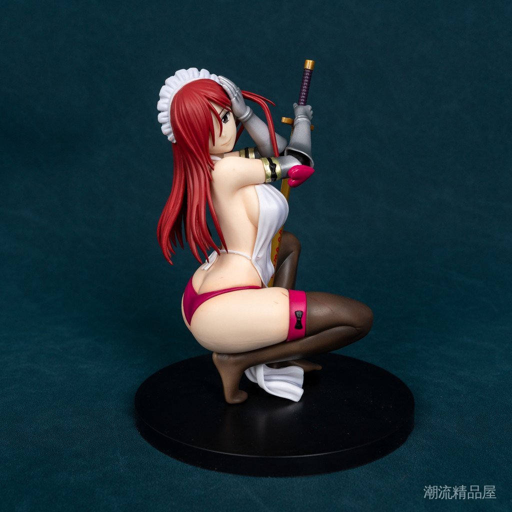 Damol Pill Fairy Tail Armor Erza Squatting Maid Anime Girl Figure Anime Merchandise