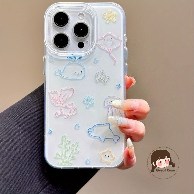 ครีมสีขาวน่ารัก Dolphin สําหรับ Vivo T4X T4R T4 T3X T3 Ultra Lite T2X T2 Pro T1 T1X 5G 4G แมงกะพรุนป