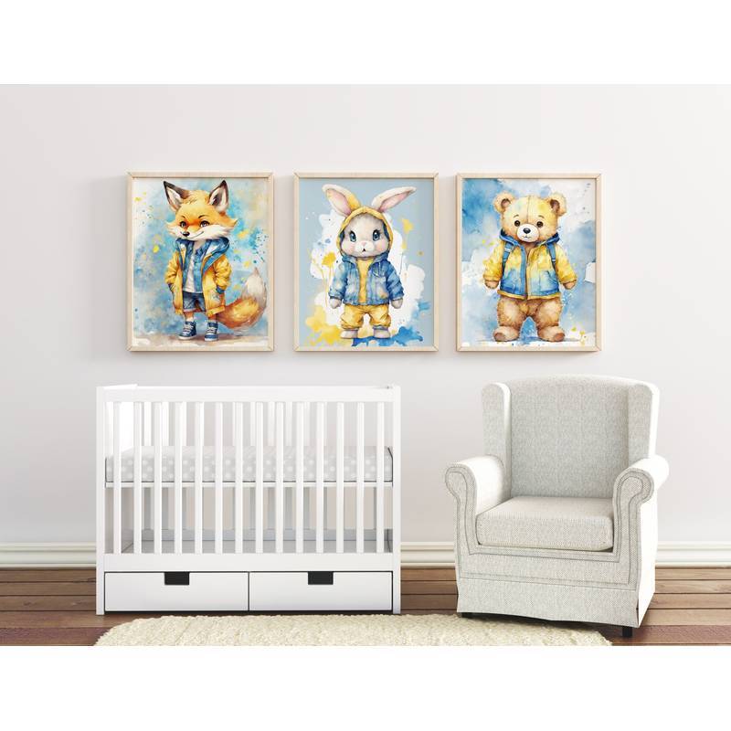 Boys Nursery Animal Prints Nursery Woodland Décor Nursery Print Set Boho Baby Boy Woodland Nursery