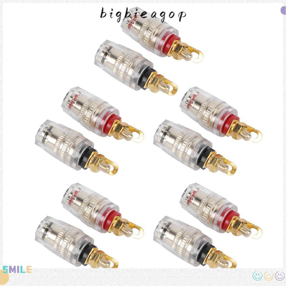 BIGBIEGOP 10 ชิ้น Terminal Binding Post, M4*33 มม.สีดําและสีแดงลําโพง Terminal Binding Post, ทองแดง-