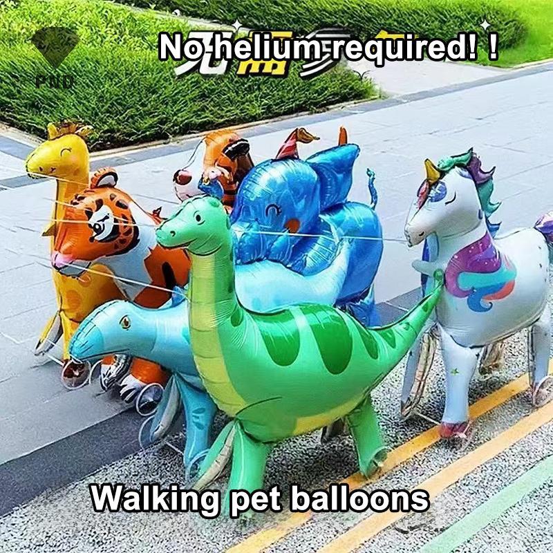 PND การ์ตูนสัตว์ Stand Up อลูมิเนียมฟิล์มบอลลูนล้อ Tiger Giraffe Elephant Birthday Party ตกแต่ง raoog - รูปที่ 2