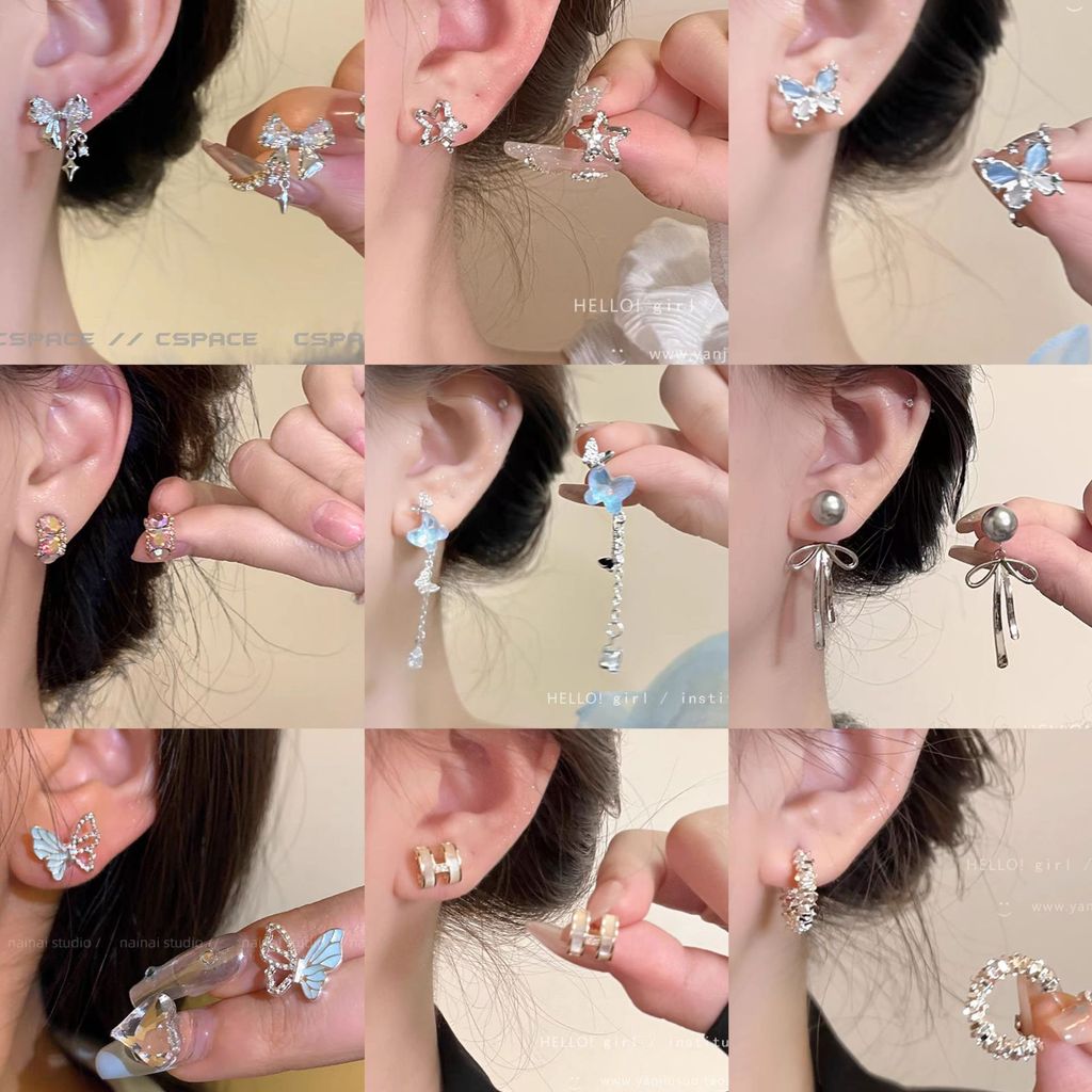 ต่างหูขายส่ง Classy Pearl เข็ม Night Market Stall สไตล์ All-Match ต่างหูหญิง 925 High-End Feel 01O9