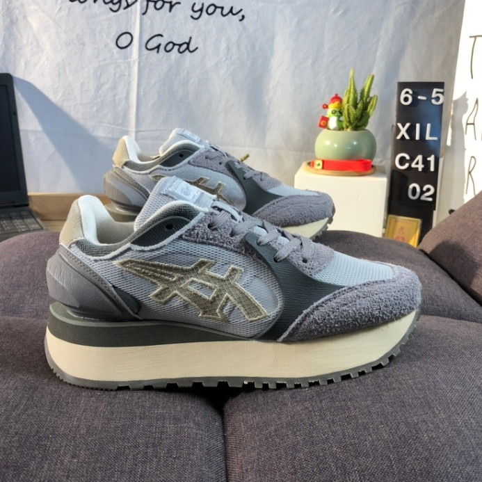 2025 แฟชั่น Onitsuka Tiger Moage co Retro หนาSoled รองเท้าผ้าใบกีฬาคลาสสิก WK7D