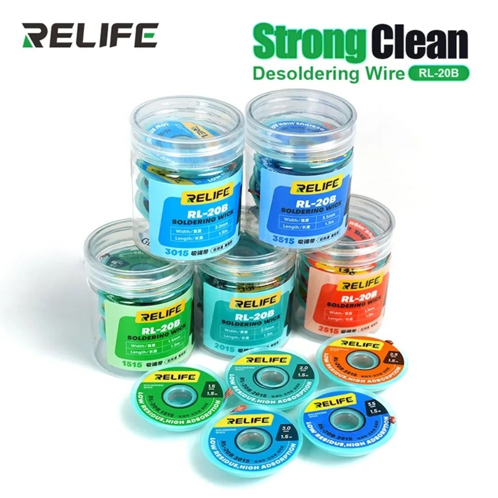 RELIFE RL-20B Strong Clean Desoldering Wire ตกค้างต่ํา,Fast Tinding ,Strong Desoldering,สําหรับเครื่