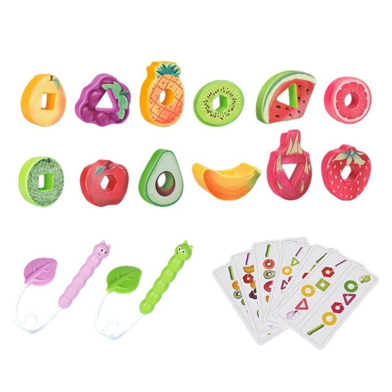 Mya Children Fine Motor Skills Builder Toy Fruit Blocks String Game for Educational Fun Learning