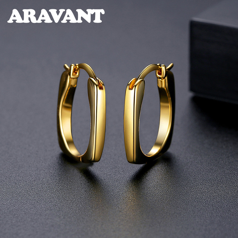 Aavant 925 เงินสเตอร์ลิง 18K Gold 23 มม.U รูป Hoop ต่างหูสําหรับผู้หญิงเครื่องประดับงานแต่งงาน