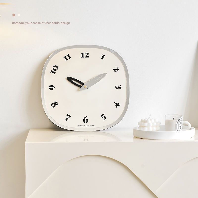 Punch-free Nordic light luxury fashion wall clock living room wall decoration clock living room wall