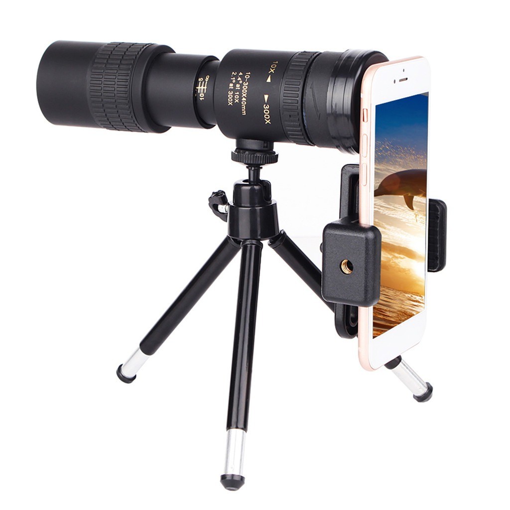 Military Metal 10-300x40 Zoom Len Spin Monoculars Professional Long Range Telescope Mobile PhonePhot