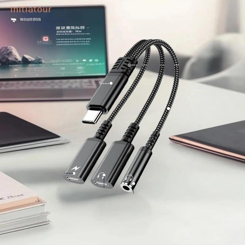 [Initiatour] อะแดปเตอร์หูฟัง 1 ชิ้น 3 ใน 1 PD 60W Fast Charge Adapter สําหรับ Phone16 15 ประเภท C ถึ