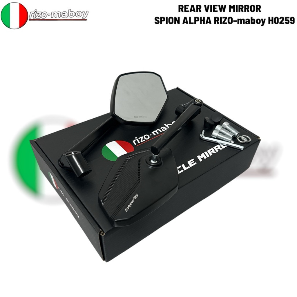 Rizo-maboy Racing - Alpha Rizo-maboy Black Series Mirror กระจกสีขาว Universal All Type of Motorcycle