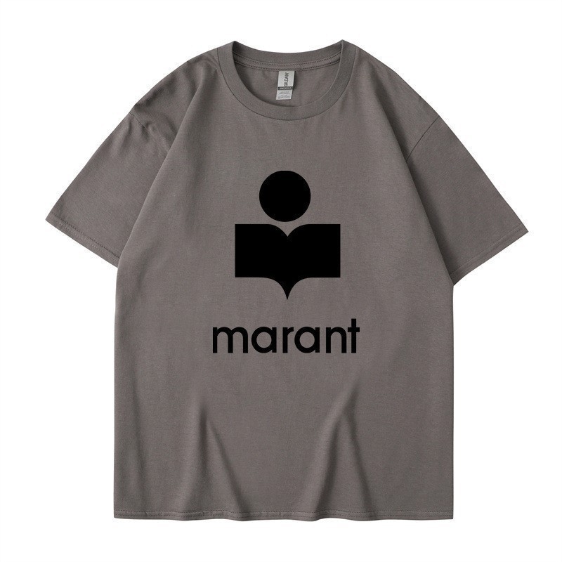 เกาหลีเกาหลี2026ข้ามพรมแดนยุโรปอเมริกันสไตล์ใหม่ฤดูร้อนผ้าฝ้ายทีผู้ชายผู้หญิงมารันต์ตัวอักษร2งพิมพ์ร